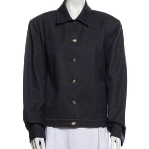 St.John Sport Jean Jacket, Blue, Large. Gold tone Buttons. Cotton Denim